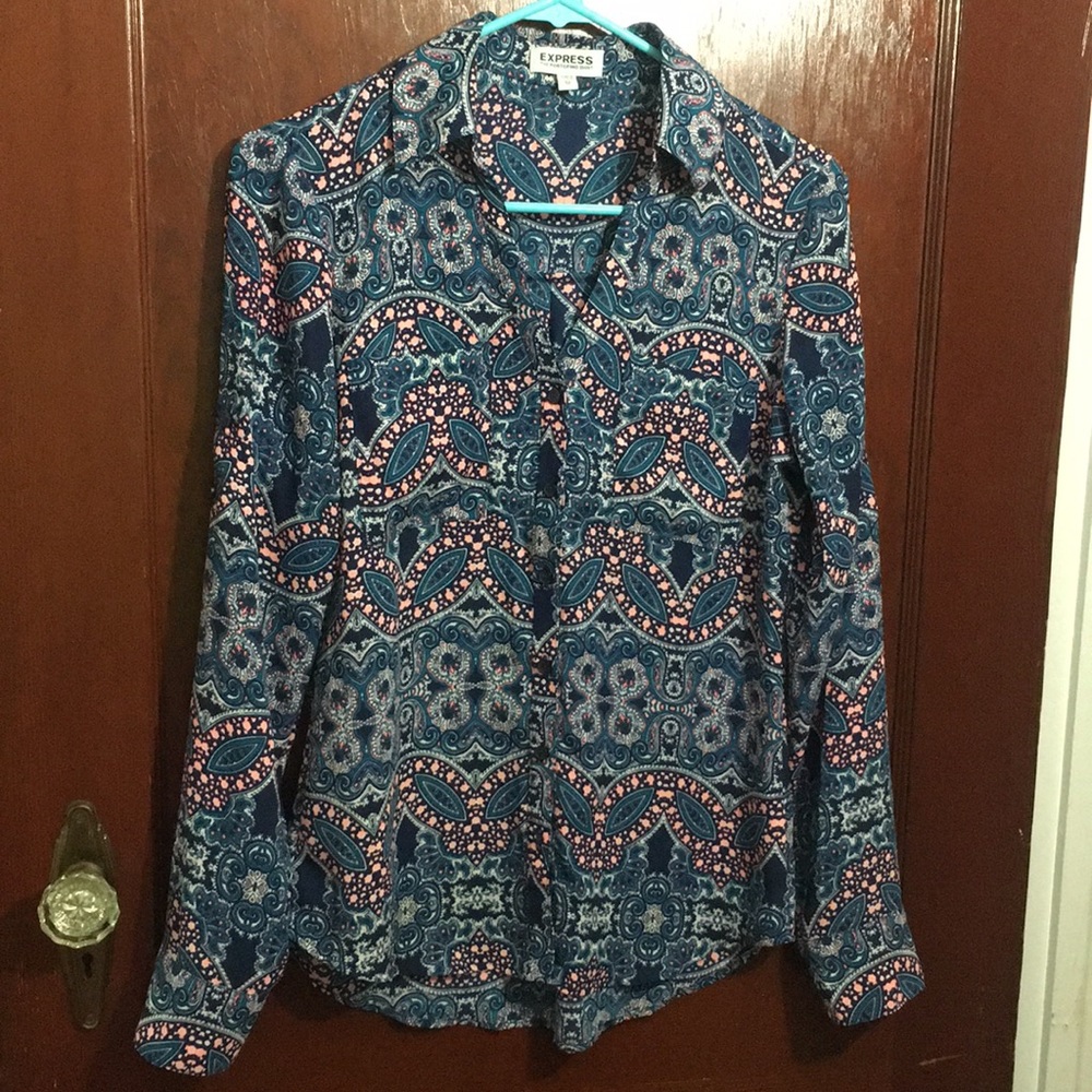 Express long sleeve collared blouse